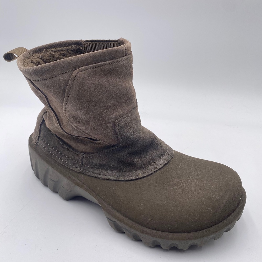 Crocs Georgie Suede Winter Ankle Boots Women 10 Brown Croslite Faux‎ Fur Lined